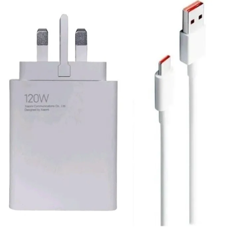 Genuine Xiaomi 120W Ultra Fast Charger UK Plug With USB-C 6A Cable