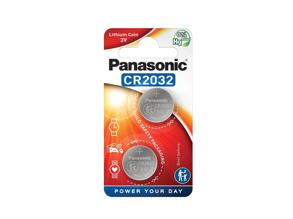 Pack Of 2 Panasonic CR2032 Battery Lithium 3V Silver Button Coin