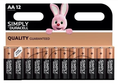 12 X Duracell AA Batteries Simply Alkaline Long Lasting LR6 Long Expire