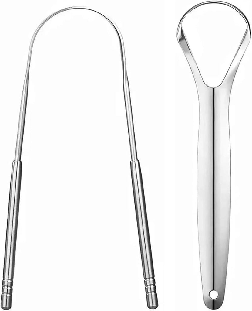 2 Pack Stainless Steel Tongue Cleaner Scraper for Dental Care Hygiene Oral Mouth