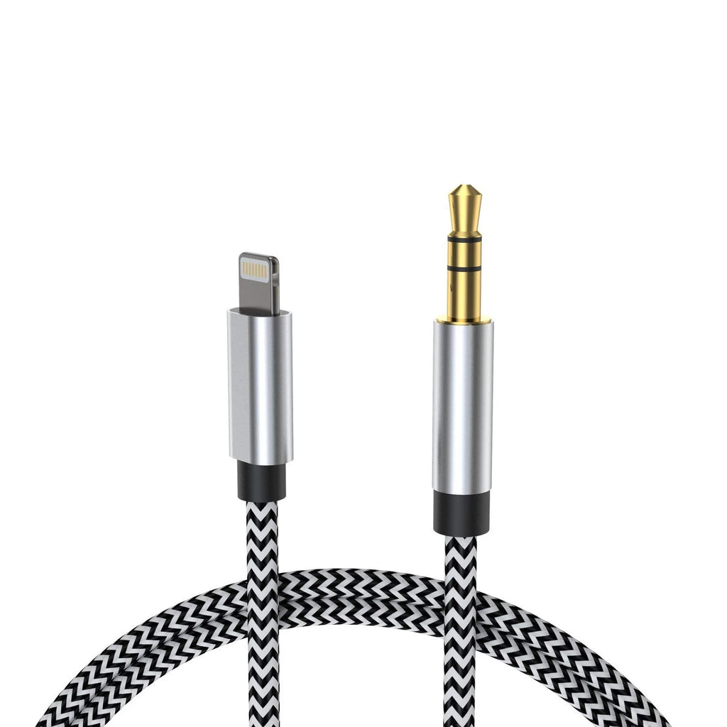 For iPhone 14 to 3.5 mm Jack Car Audio Aux Cable Silver
