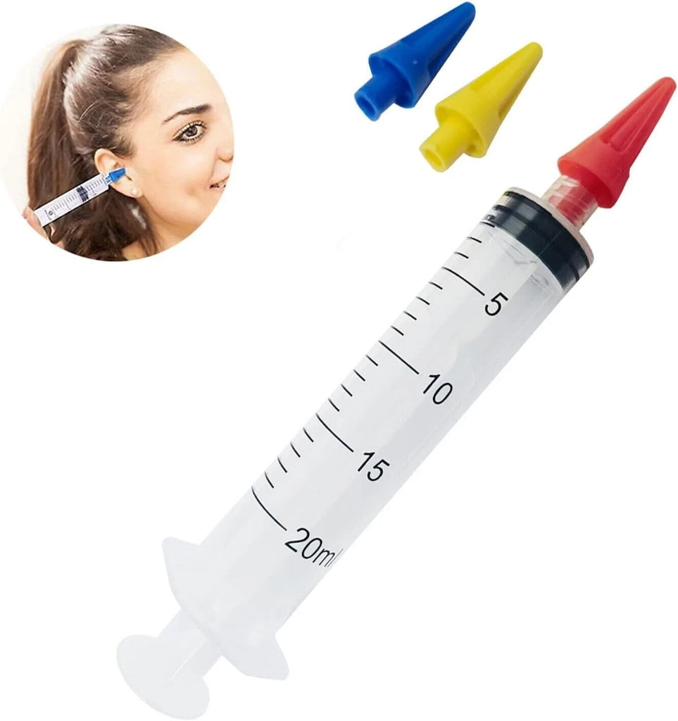 Ear Wax Removal Syringe Irrigation Cleaning Kit Water Remover 3 Silicone Tips