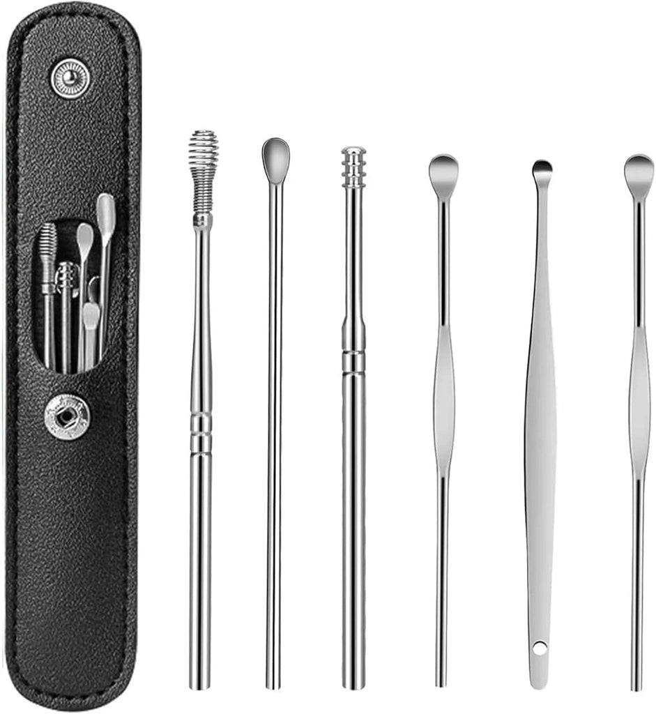 6pcs Ear Pick Cleaning Set Spiral Tool Spoon Ear Wax Remover Cleaner Curette Kit