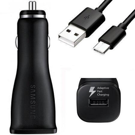 Official Samsung Adaptive Fast Car Charger with USB-C Cable Black - GB Mobile Ltd