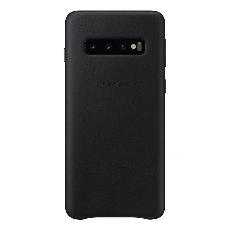 Official Samsung Galaxy S10 Leather Cover Case Black - GB Mobile Ltd