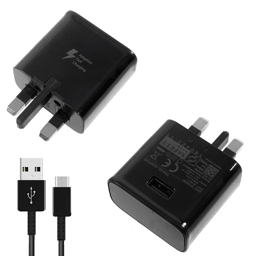 Official Samsung Galaxy A20 / A20e Fast Mains Charger with Type-C USB Cable Black - GB Mobile Ltd