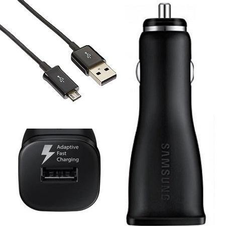Official Samsung J5 2017 Fast Car Charger With Micro USB Cable Black - GB Mobile Ltd