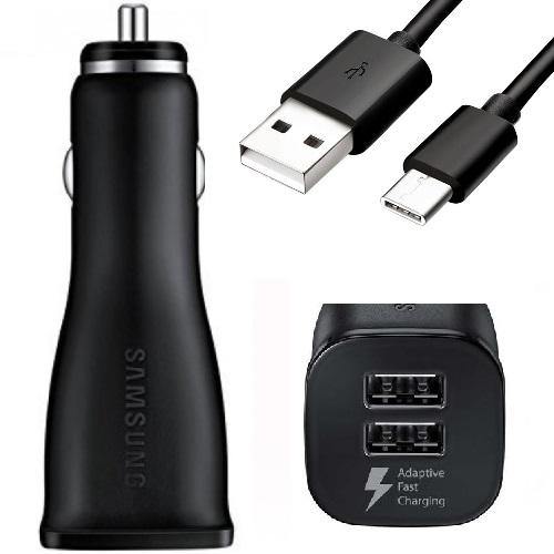 Official Samsung Galaxy S20 / S20 Plus Dual Fast Car Charger With Cable Black - Uk Mobile Store