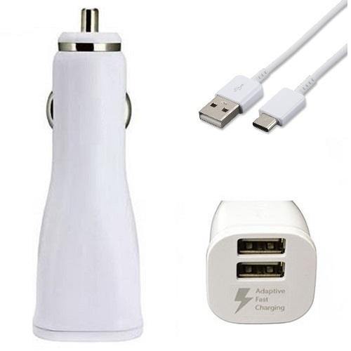 Official Samsung Galaxy A3 2018 Dual Fast Car Charger With Cable White - Uk Mobile Store