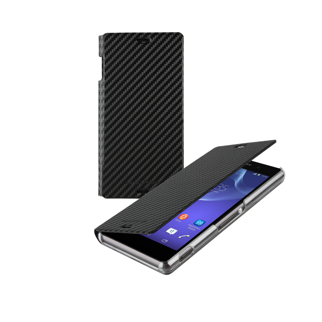 Sony Xperia Z3 Book Case Cover - Carbon Black - Uk Mobile Store